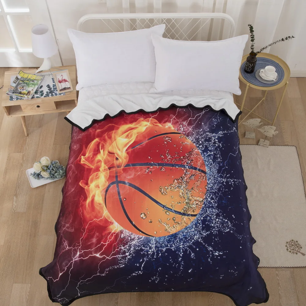 

Lightning Basketball Flannel Blanket High Density Super Soft Ball Sports Fleece Blanket Home Picnic Throw Blanket 150x200cm