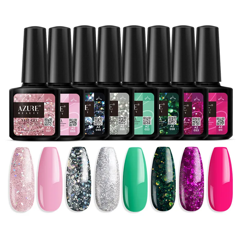 Azure beauty 8 шт./лот Комплект гель-лака впитывающийся гель лак блестящий цвет дизайн