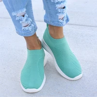 autumn shoes women sneaker air mesh soft female sock knitted vulcanized shoes casual slip on ladies flat womens footwear