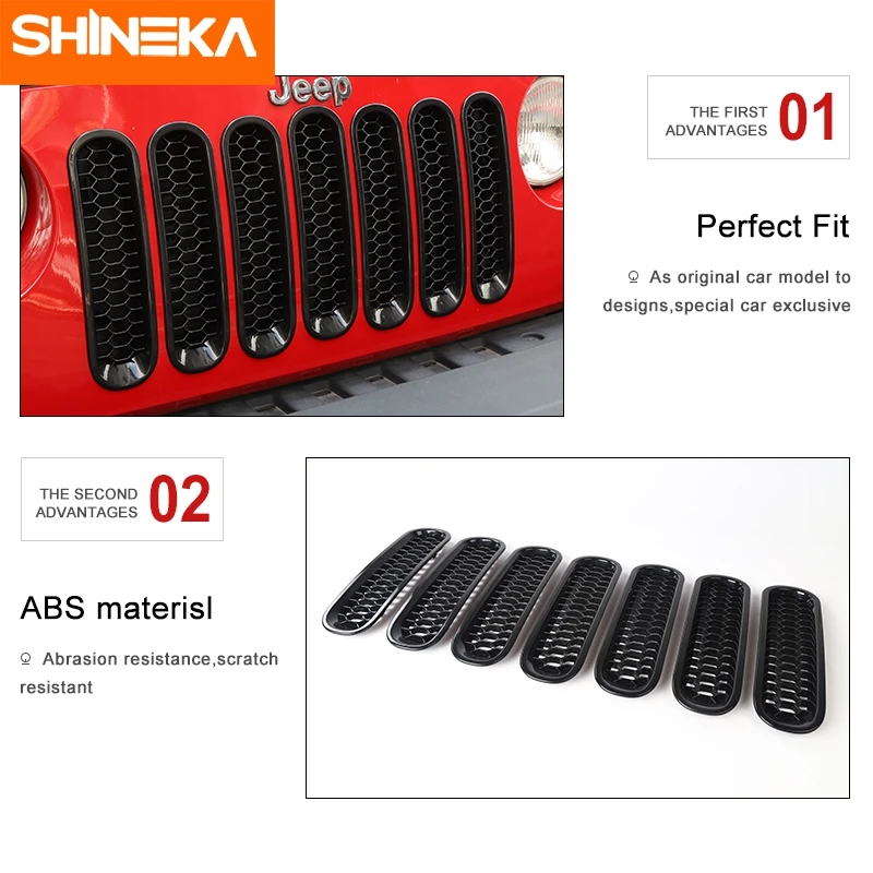 SHINEKA гоночные грили для Jeep Wrangler передняя вставка решетка с Сотами декоративный