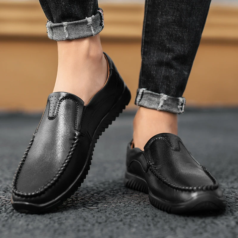 Туфли Tenis Masculino мужские кожаные уличные повседневные Формальные модные черные