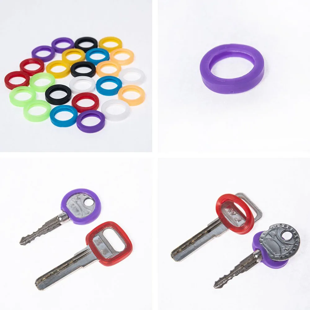 24 шт. смешанные цвета полые чехлы для ключей круглый мягкий резиновый чехол