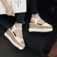 black platform sandals suit female beige 2020 summer all match muffins shoe clogs with heel square toe increasing height womens
