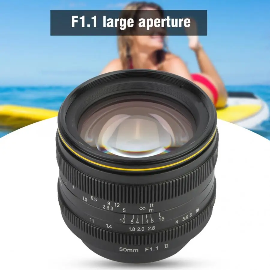 Kamlan 50 мм F1.1-F16 II APS-C объектив с большой апертурой ручной фокусировки для NEX для EOS-M для камер FUji M4/3 8 элементов в 6 групп