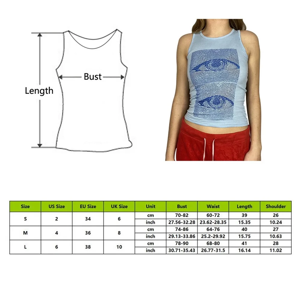 

Eyes Printed Tank Tops y2k Harajuku Corset Tops Vintage Fashion Streetwear Sleeveless Crop Top Women Casual Sweats 90s