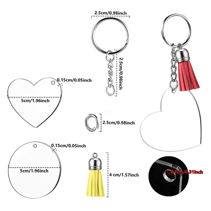 

Acrylic Keychain Blanks Including Acrylic Blanks Keychain Tassels Key Chain Rings Jump Rings for DIY Keychain and Tags