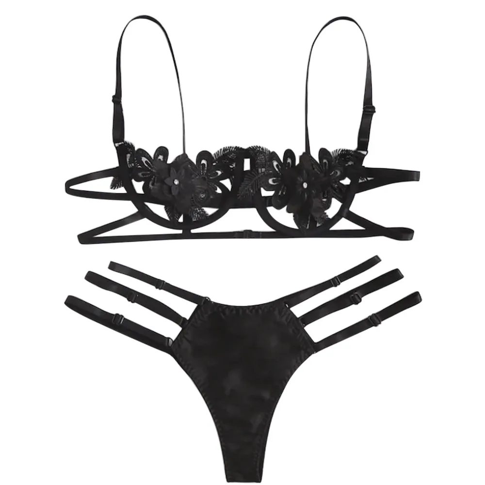 Цветочные кружева эротичный вырез комплект нижнего белья Для женщин близко