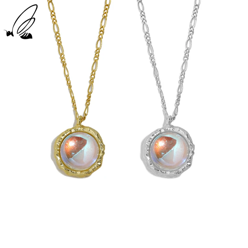 

S'STEEL Sterling Silver 925 Gift Pendant Necklace Korean Dainty Moonstone Design Retro For Women Accessories 2021 Fine Jewelry