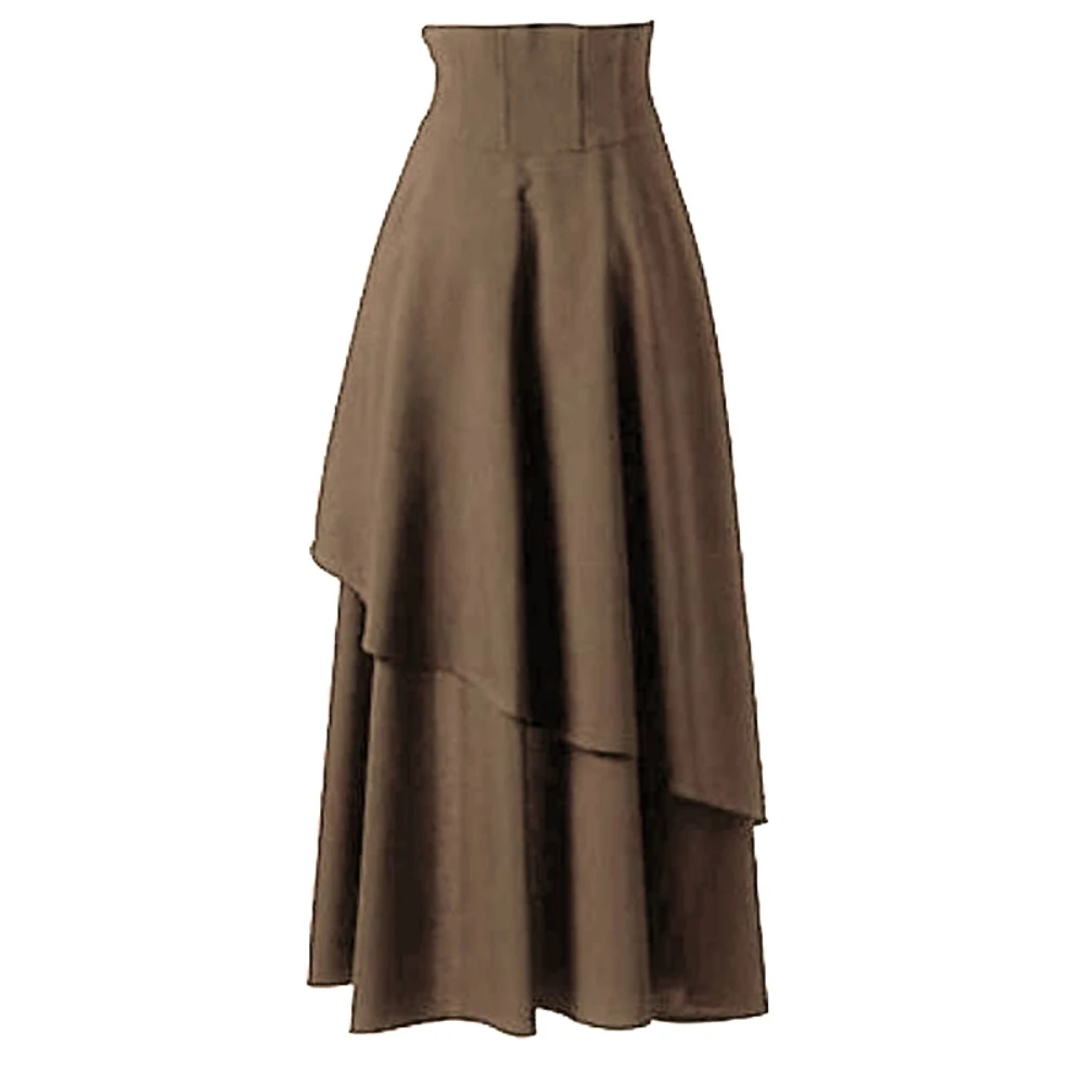 Женская винтажная длинная юбка в стиле стимпанк однотонная плиссированная