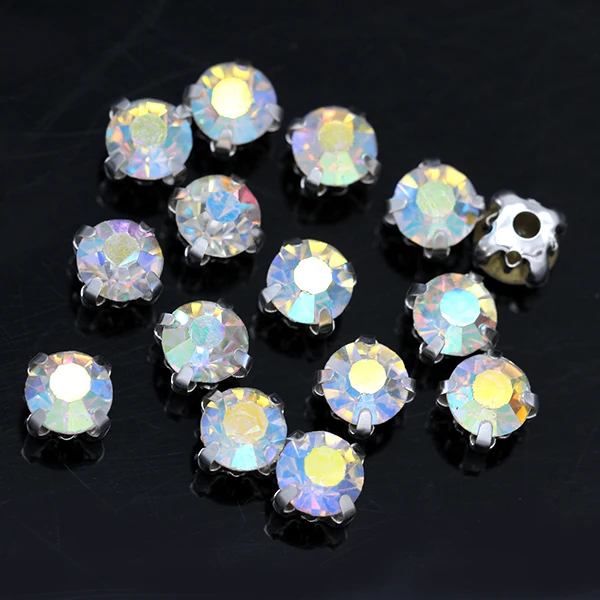 3/4/5/6/7/8/10mm AB Crystal Round Rhinestones Flatback With Claw Sew On diamanté Stone For Clothes Crafts Wedding Dress Trims | Дом и сад