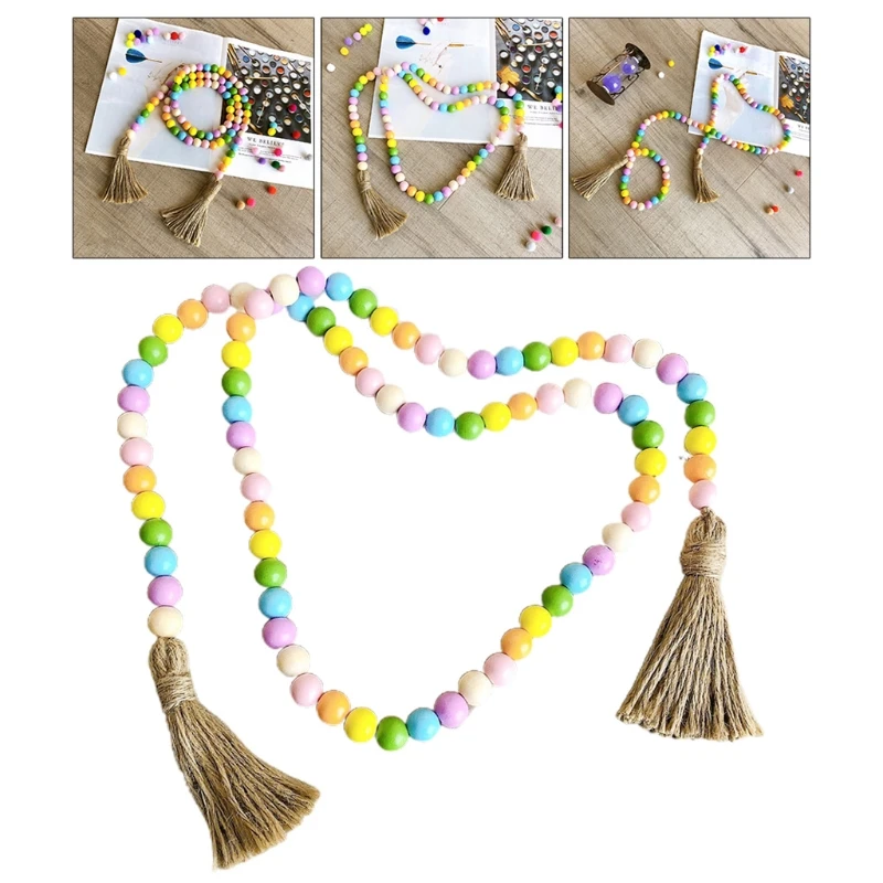 

Colorful Tassel Beads Pendant Creative Rope Beaded Craft Bedroom Wall Hanging Art Wall Accents Decor