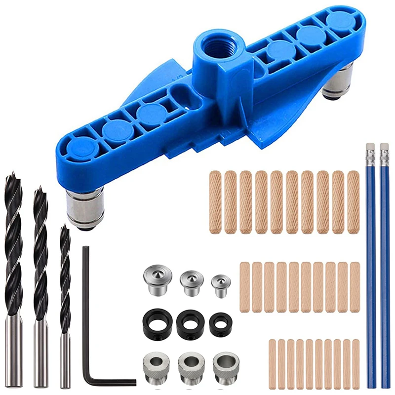 

Self Centering Drilling Guide Dowel Jig Kit Vertical Pocket Hole Woodworking 2 in 1 sleeve Tools Tool Wood Drill Center Scriber