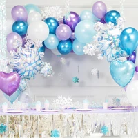 85pcs ice princess snowflake foil balloons garland birthday party decoration kids girl ice snow princess birthday party supplies