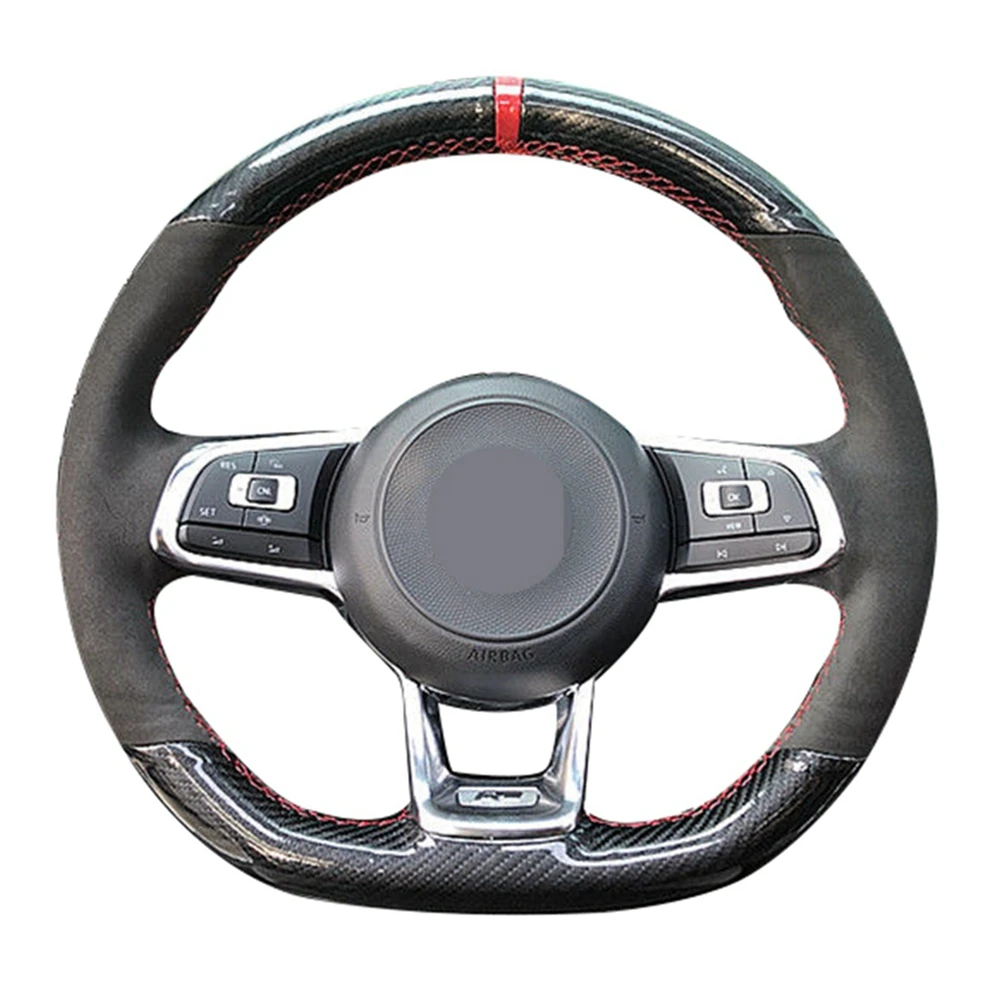 

Для Volkswagen VW Golf 7 GTI Golf R MK7 VW Polo GTI Scirocco 2015 2016 чехол рулевого колеса автомобиля противоскользящая черная натуральная кожа