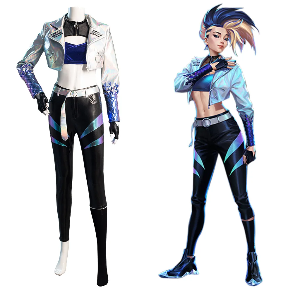 LOL кДа Akali Косплэй костюм куртка жилетка детские костюмы на Хеллоуин комплекты