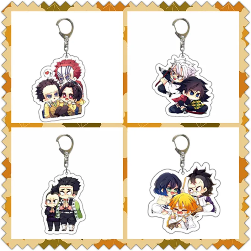 

Hot Anime Keychains Demon Slayer Acrylic Brinco Blade of Ghost KeyChain Rengoku Kyoujurou Bag Pendant Kimetsu No Yaiba Keyring