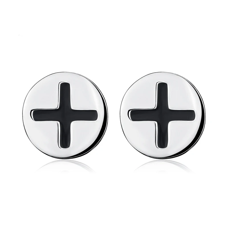 

Trend Jewelry 925 Silver Earrings Round 18k Gold Plated Cross Earrings
