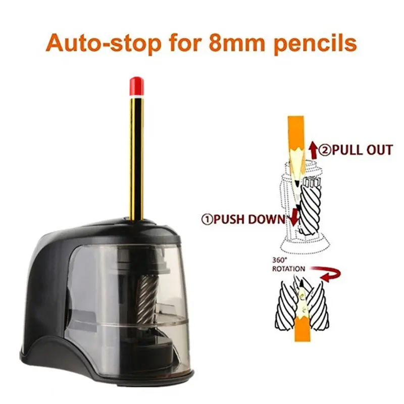 

Electric Pencil Sharpener Best Heavy Duty Helical Steel Blade for Artists Kids Adults Colored Pencils