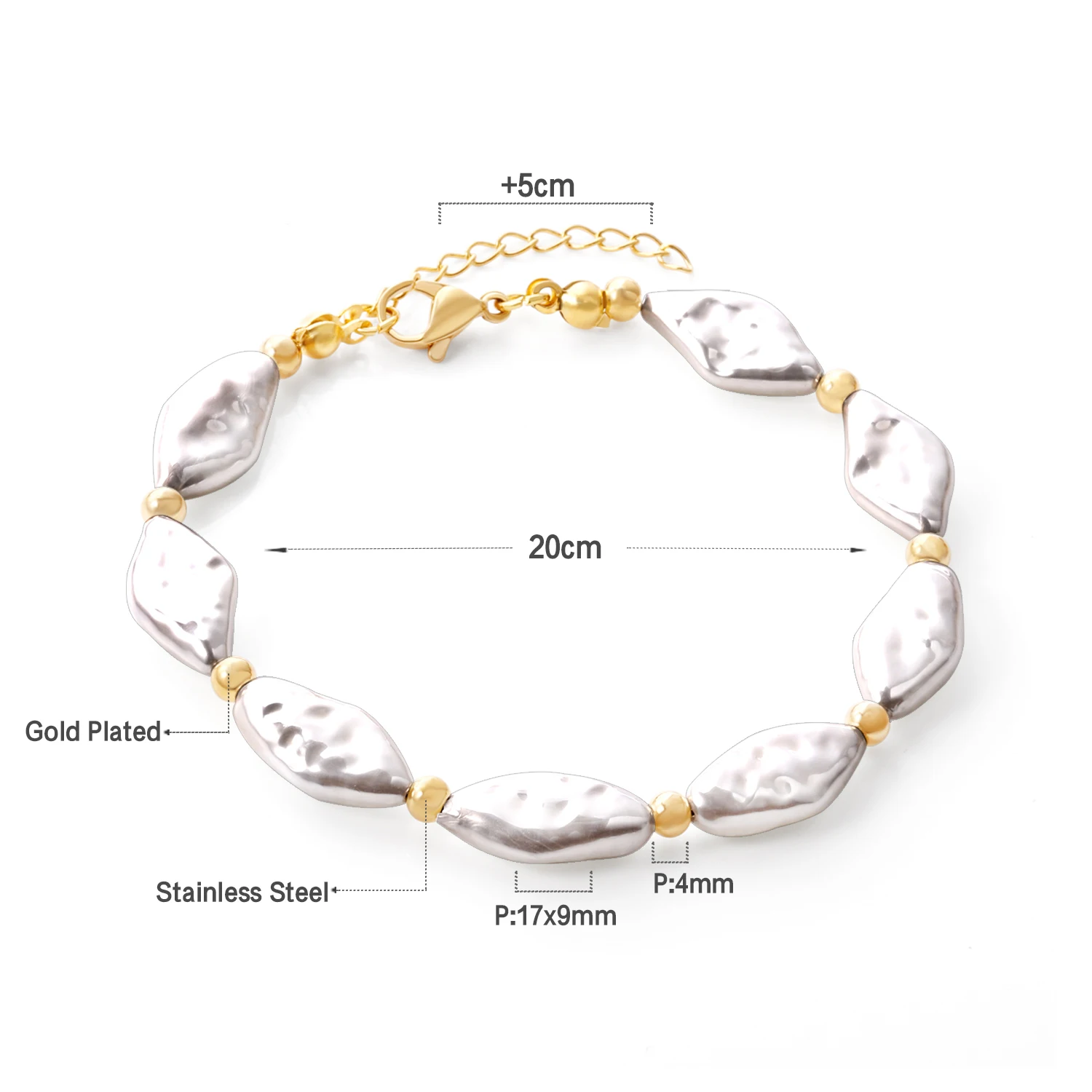 Изящные женские браслеты LUXU из стали нержавеющей с геометрическими бусинами