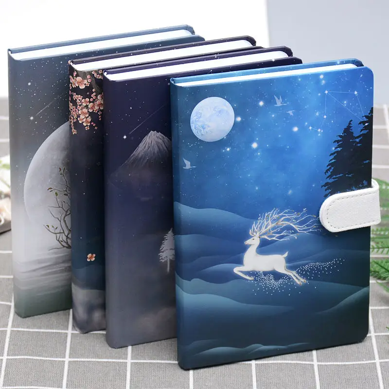 

Ancient style thick magnetic clasp hand ledger cute Korean version of the deer hand account notebook A5 notepad diary book New