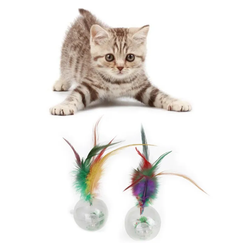 Кошка Собака интерактивное освещение мяч игрушки с пером мигающий шар игрушка