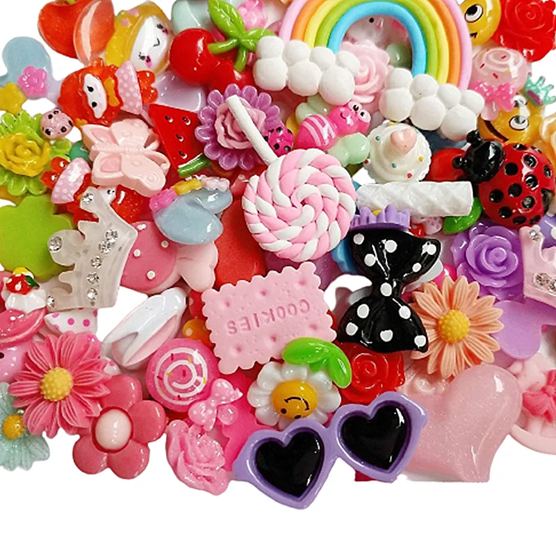 

50PCS/pack multicolor Flower flatback Resin Cabochons Scrapbook Craft DIY Embellishments decor Headwear accessories