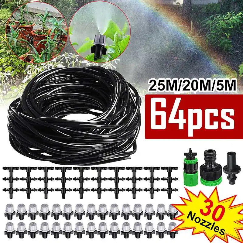

64Pcs/set 25M DIY Micro Drip Irrigation System Automatic Watering Irrigation System Kit Garden Hose Micro Drip Watering Kit