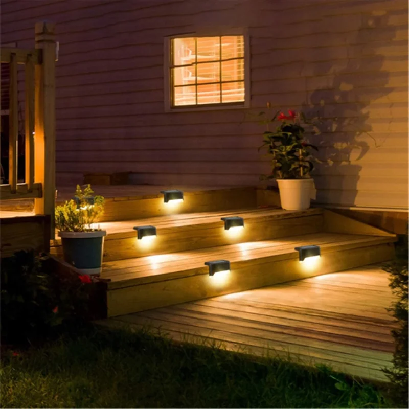 

1/4/8pcs LED Solar Lamp Path Stair Outdoor Waterproof Wall Light Garden Landscape Step Deck Lights Balcony Fence Solar Lights