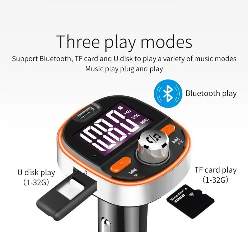 FM-модулятор с Bluetooth 5 0 автомобильный комплект громкой связи аудио mp3-плеер PPS QC3.0