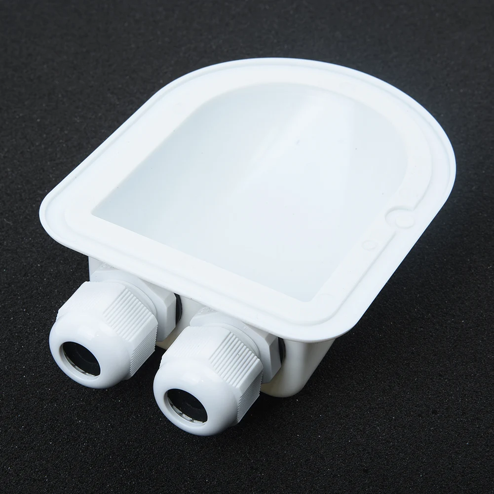 

White Roof Wire Entry Gland Box Double Hole Solar Panel Cable Boat Universal