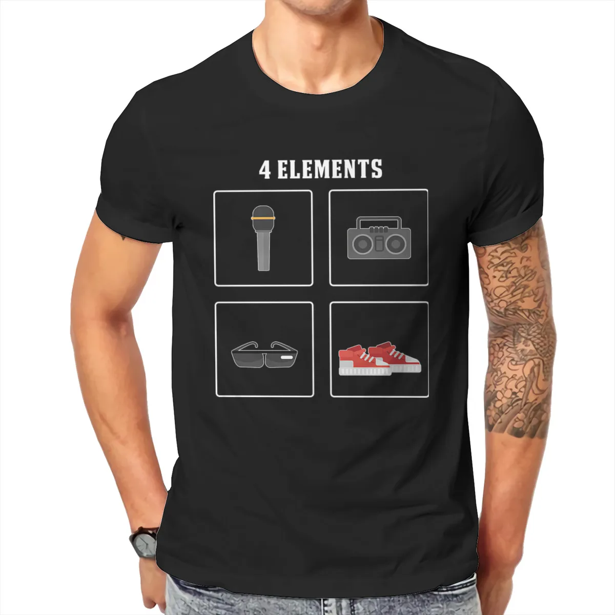 

4 Elements Hip Hop Hipster T shirt Men T shirt summer T-shirt