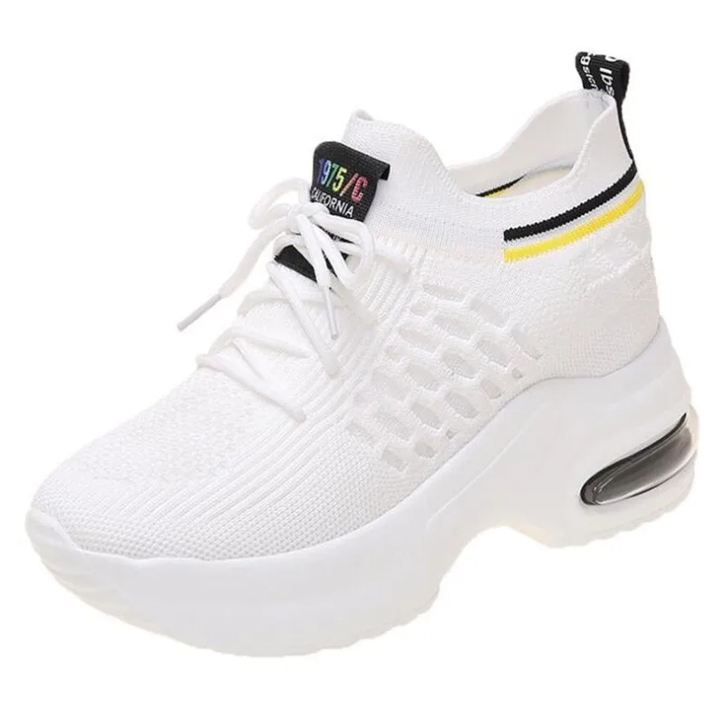 

Женские кроссовки на высокой платформе, белые спортивные кроссовки с амортизацией, обувь для бега, обувь для увеличения роста, женские крос...