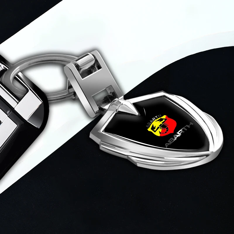 

1pcs New Car styling Car Metal Aluminum Badge Key Ring Key Chain For Abbas Abarth Punto 124/125/500 Stilo Ducato Car Accessories