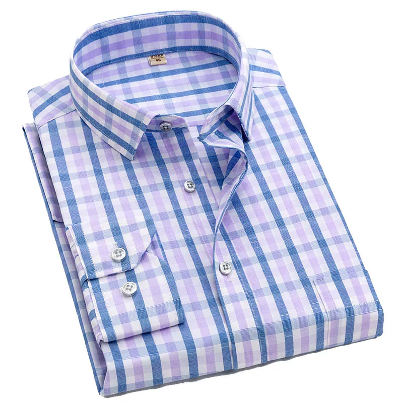Мужская Повседневная рубашка в клетку из 2019 хлопка с длинными рукавами деловая