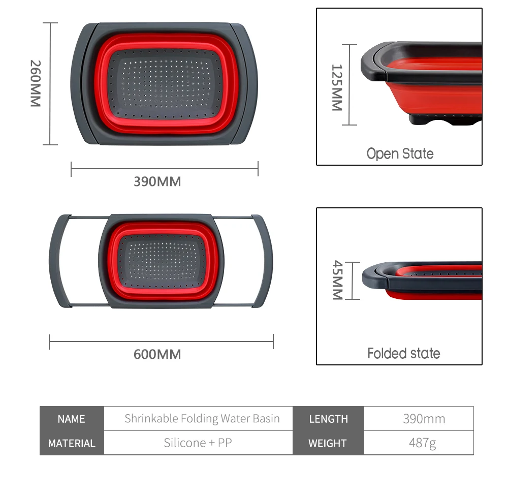 Выдвижной силиконовый дуршлаг XYj для раковины складной кухонный органайзер