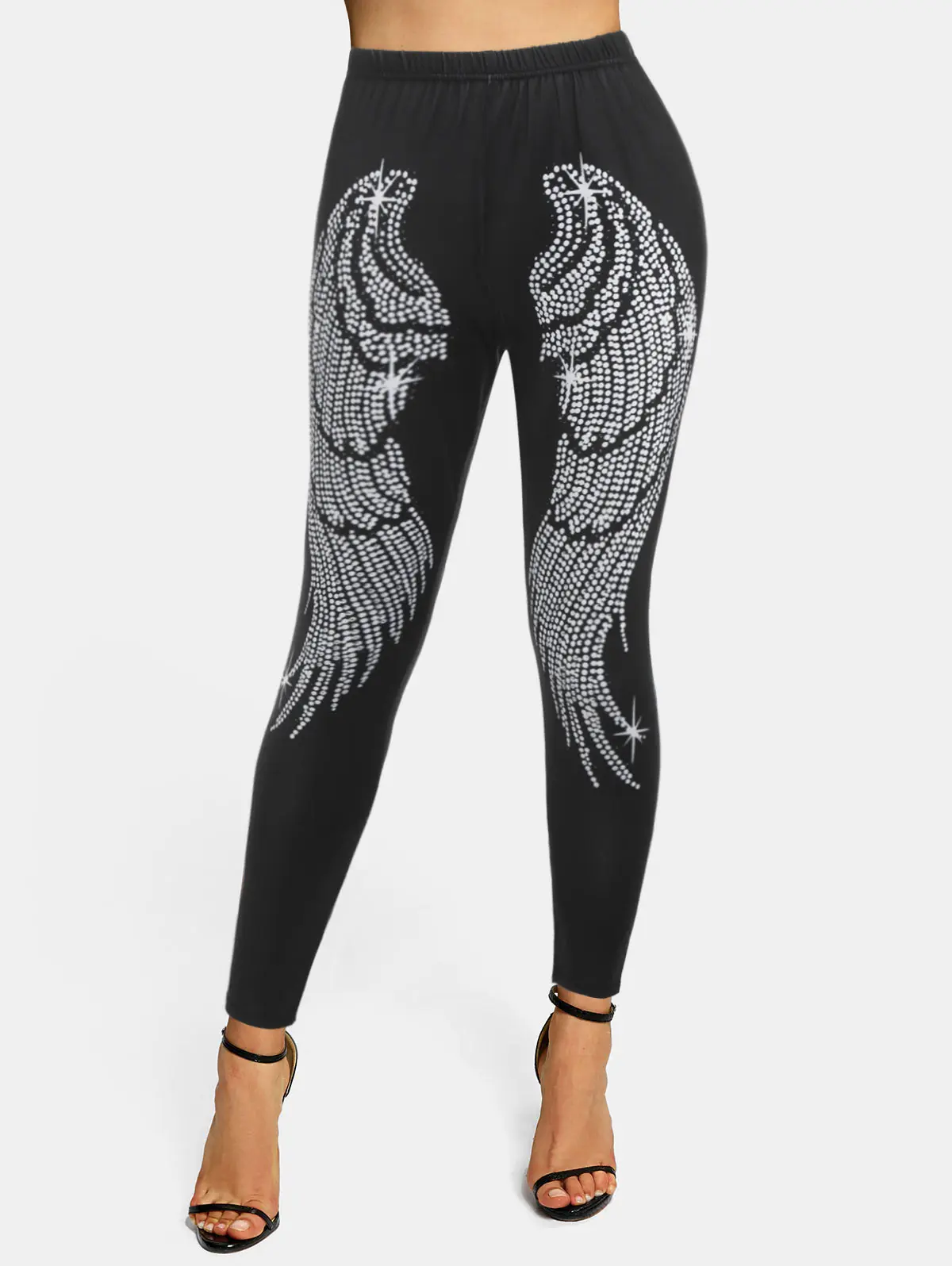 

High Waisted Wings Print Skinny Leggings Trousers For Women Elastic Leggings Stretch Leggings Tights