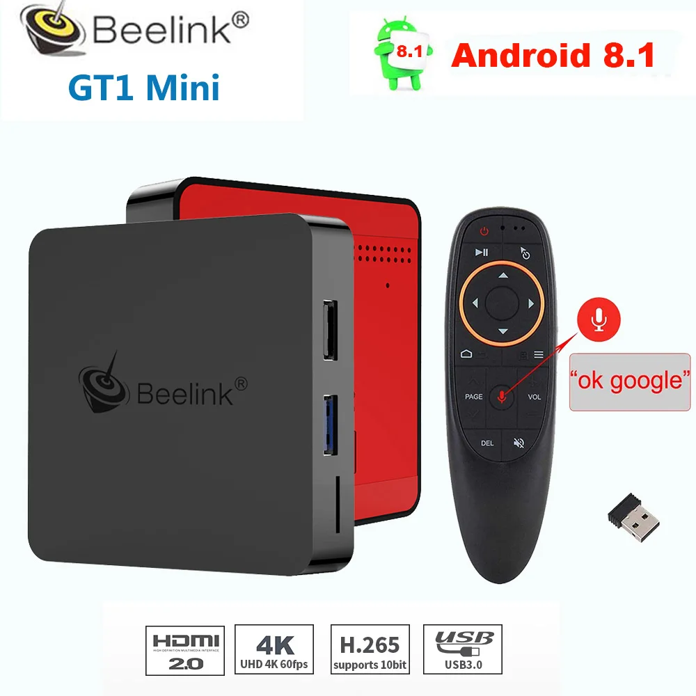 GT1 MINI 4 Гб DDR4 64 rom Smart Android 8 1 tv Box Amlogic S905X2 четырехъядерный 1000M 2 4G 5G WiFi Bluetooth 4K HD