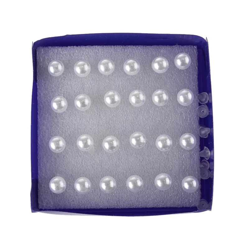 Серьги-гвоздики с жемчугом для женщин и девушек комплект из 12 партий/уп ярких