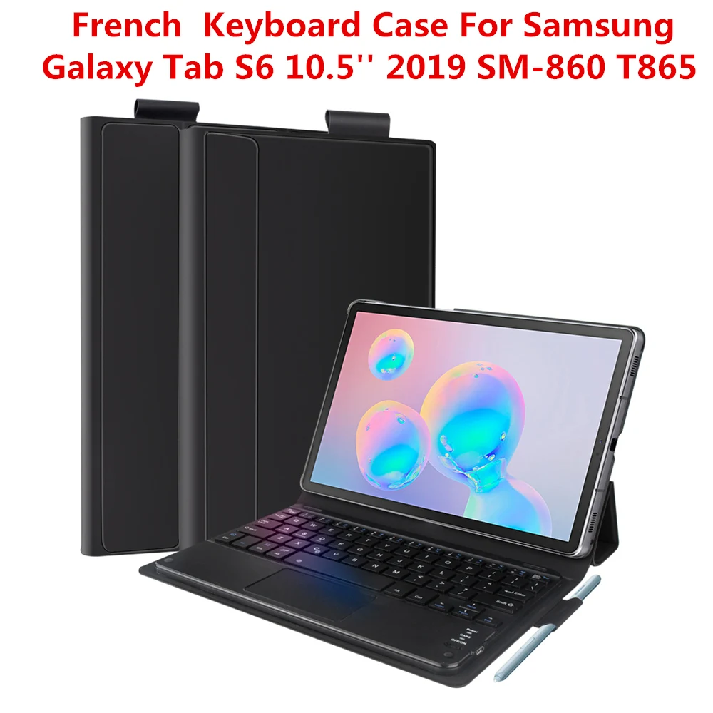 Чехол с французской клавиатурой для samsung Galaxy Tab S6 10,5 дюймов SM-T860/T865 чехол из искусственной кожи с откидной подставкой и Bluetooth клавиатурой