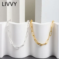 livvy silver color geometric hollowout chain necklace fine jewelry for women wedding party accessories