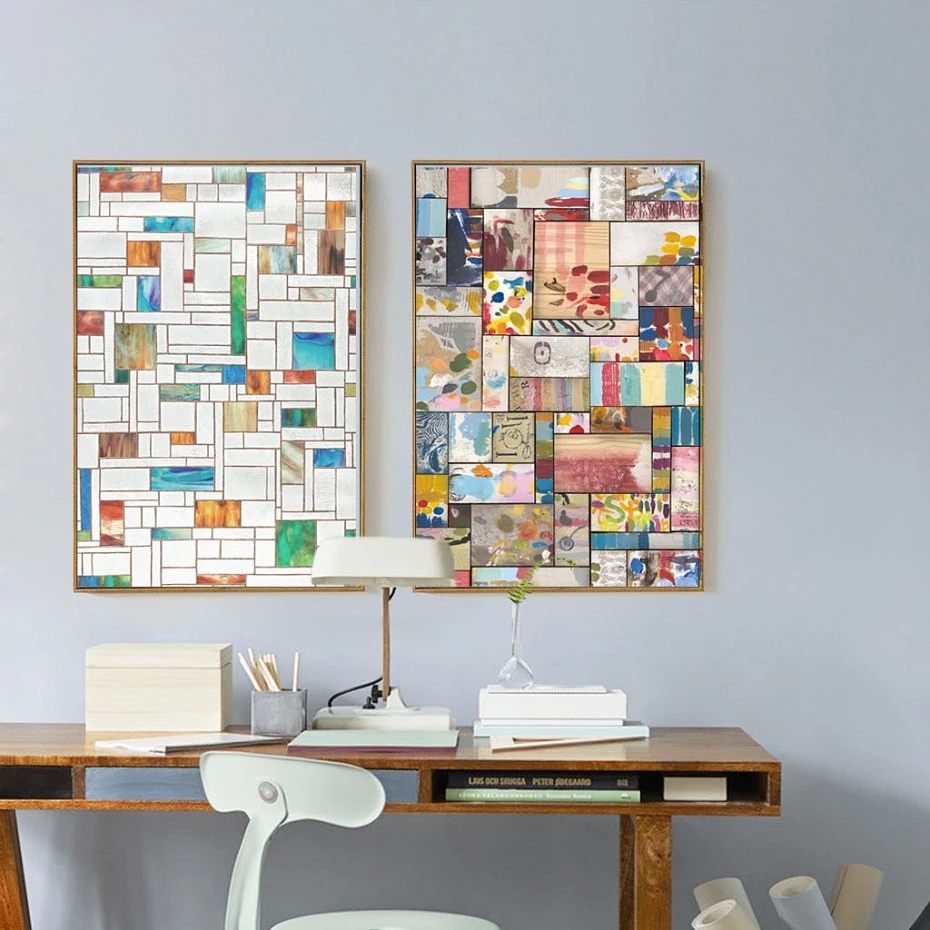 Modern Abstract Square Multi Colors Canvas Painting Poster Print POP Wall Art Picture on for Kids Room Gallery Home Decor | Дом и сад