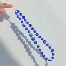 New Trendy Blue Ball Devil's Eye Glass Glass Beaded Mobile Phone Lanyard for Women Handmade Mobile Phone Chain Jewelry