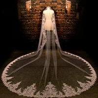 whiteivory 5 meters long wedding veils lace edge wedding accessories voile cathedral bridal veil velo de novia