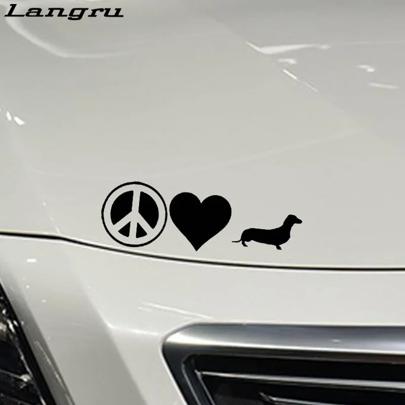 Langru 17 8*5 9 см мир любовь такса собака автомобильные наклейки Модные украшения