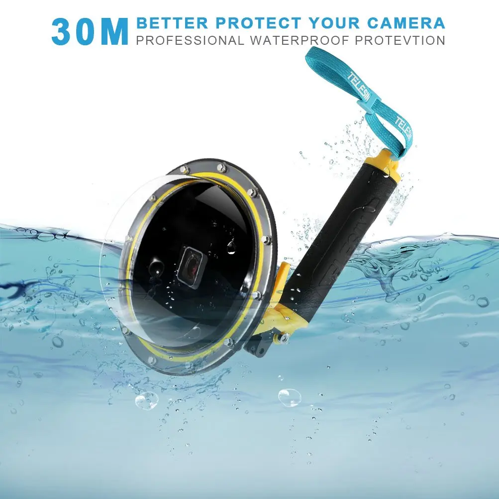 TELESIN 6 ''купол порт 30 м водонепроницаемый чехол Корпус для GoPro Hero 5 Black 7 триггер