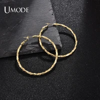 umode new smooth brushed winding process design hoop earrings for women fashion earring jewelry dating party gift ue0693