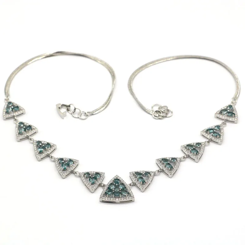 Великолепное женское свадебное Серебряное ожерелье 18x18 мм с лондонским голубым