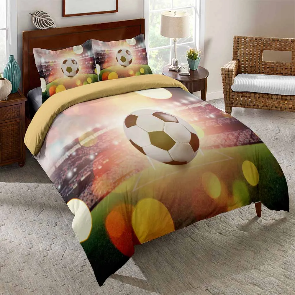 

Комплект постельного белья с 3D футбольным мячом, наволочка с принтом, пододеяльник, комплекты, домашний текстиль, размер Queen King