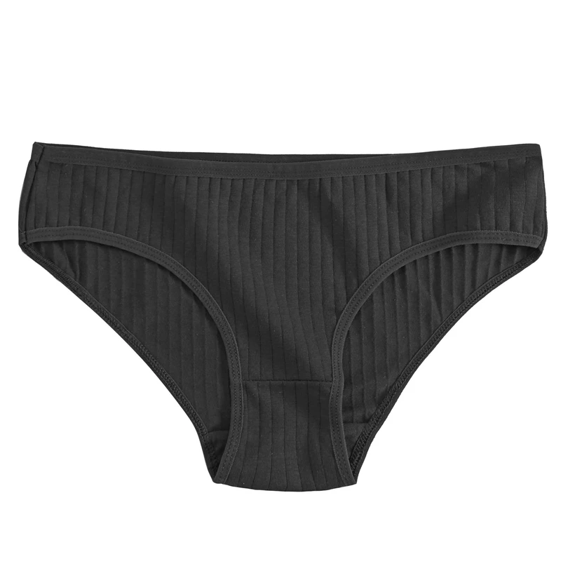 

Women's Low Waist Underpants Soft Panties Girls Casual Solid Color Briefs Striped Panty Heigh Quality Lingerie For Female M-XL