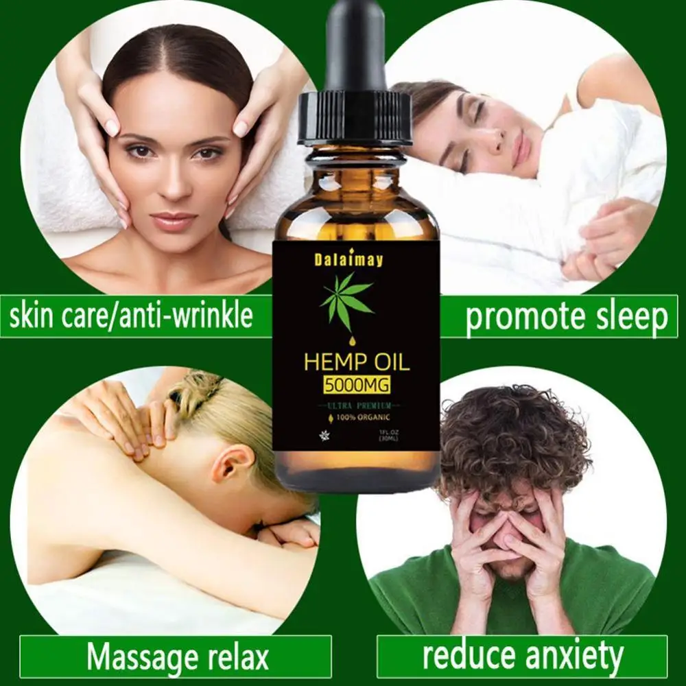 

30ml 100% Organic Hemp CBD Oil 2000mg Bio-active Hemp Seeds Oil Extract Drop for Pain Relief Reduce Anxiety Better Sleep Essence